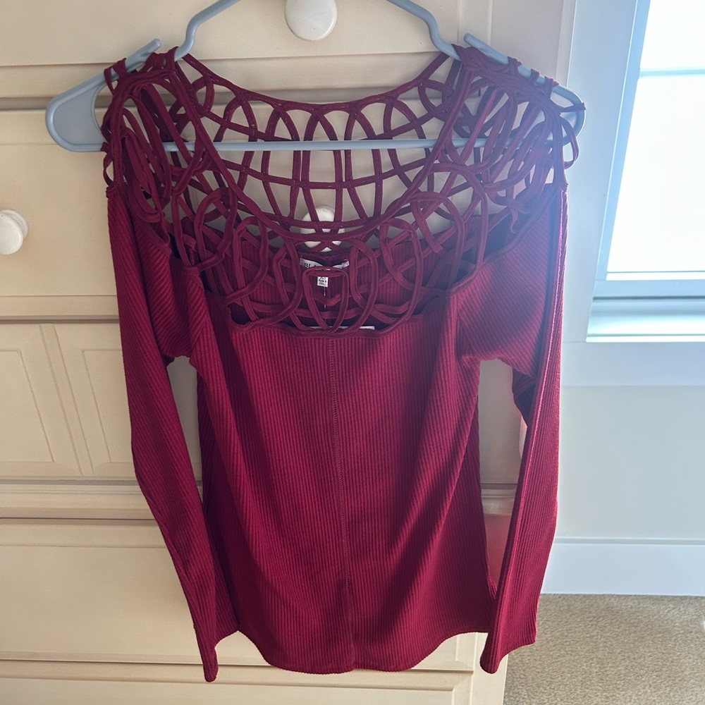 Black Swan Burgundy Cutout Top